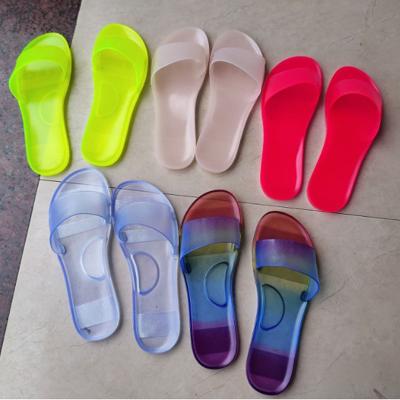 China Jelly Sandals Custom 2022 Women Bath casual shoes Summer fashion ladies transparent Flat Slippers in stock for sale