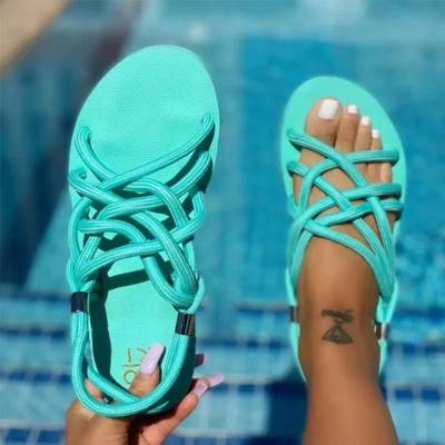 China Factory price new 2022 summer flat sandals beach casual shoes non-slip slippers for women and ladies wholesale for sale