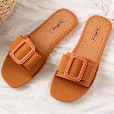 China New design 2022 summer sandals women fashion open toe outdoor casual shoes soft sole flat slide slippers for sale