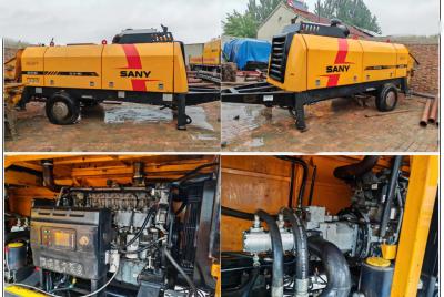 Cina Pompa di calcestruzzo diesel usata camion usato Sany rimorchio pompa di calcestruzzo stazionaria 18mpa in vendita