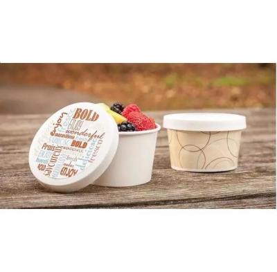 China Wholesale Disposable Ice Cream Container Printing Take Away 8oz White Paper Bowls for sale