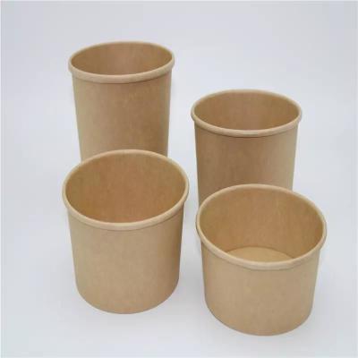 China Custom Print Eco-friendly Disposable Food To Go Packaging Container Kraft Paper Rice Soup Cup Take Away Salad Bowl for sale