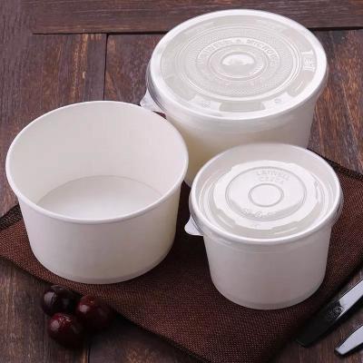 China 22oz Newest Design Custom Logo Lunch Bowl White Soup Paper Take Away Bowls Food Container Paper Craft Bowl for sale