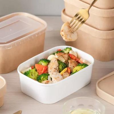China 48oz Biodegradable Brown Fast Food Paper Bowls Custom Recyclable Disposable Kraft White Paper Salad Bowls for sale