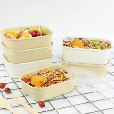 China 26oz Custom Eco-friendly Disposable Take Away Rectangle Kraft Paper Food Packing Bowl for sale