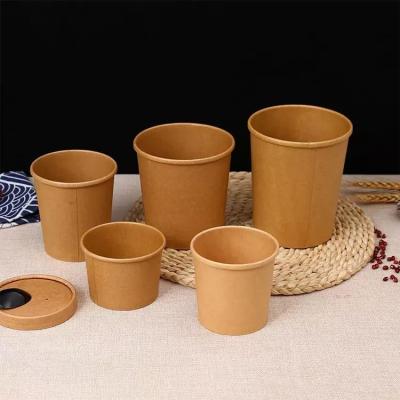China Disposable Paper Bowls With Lids Soup Serving Paper Cup PE Coating Salad Paper Bowl For Hot Cold Food Soup for sale