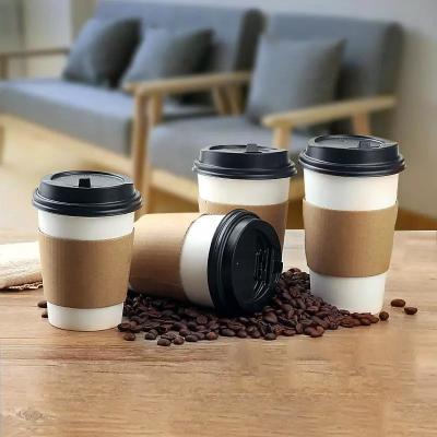 China 16oz Brown Double Wall Take Away Coffee Paper Cup Disposable Paper Coffee Cup for sale