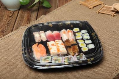 China Square Sushi Blister Take Out Meal Box Disposable Plastic Packing With Printing For Party for sale