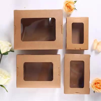 China Disposable Noodle Salad Food Packing Takeaway Kraft Paper Box With Window for sale