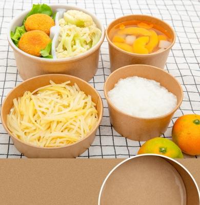 China Disposable Custom Print Biodegradable Salad Bowl Waterproof Coated Take Away Kraft Paper Bowls for sale
