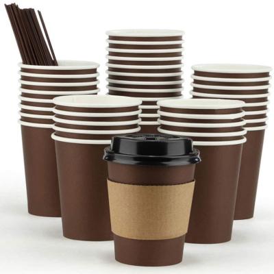 China Disposable Double Layer paper Coffee Cup With Lid Takeaway Paper Coffee Cups for sale