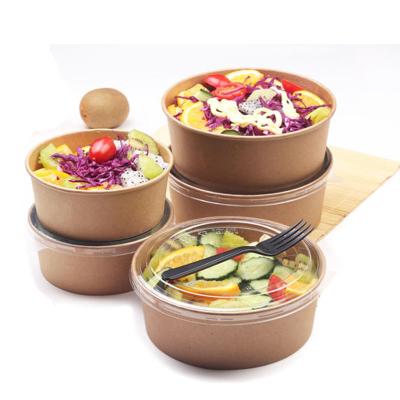 China Cold Drink 230gsm Custom Packaging Kraft Brown Salad Paper Bowl for sale