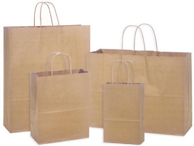 China UV Coating Recyclable 125 Gram Kraft Paper Bags For Shopping Packing for sale