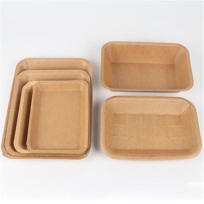China Square Disposable Kraft Paper Plate For Fruits/Fried Food/ Barbecue/Vegetables Packing for sale