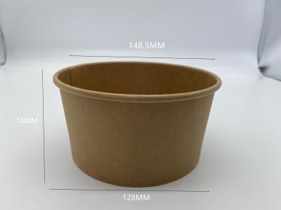China Kraft Disposable Food Container 1000ML Paper Bowls For Restaurant for sale