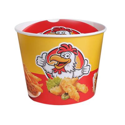 China Paper Fried Chicken Bucket Happy Family Bucket Paper Food Buckets With Lid for sale