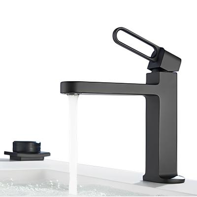 China Black Brass Basin Zinc Alloy Faucet Bathroom Mixer Tap Hot And Cold Water for sale