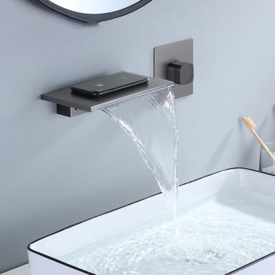 China Metered Waterfall Sink Faucet Tap Wall Mounted For Lavatory for sale