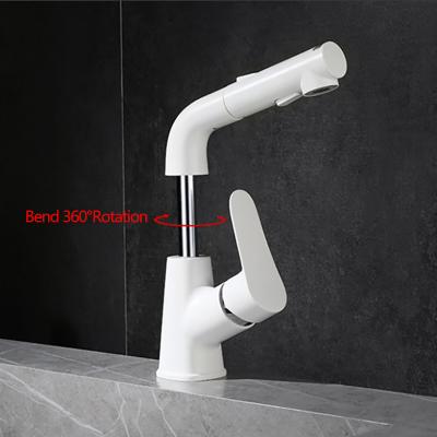China Swivel Rotatable 4 Inch Bathroom Faucet All Copper White Electroplated Finished for sale