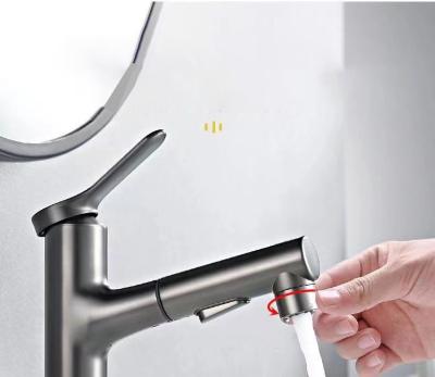 China Countertop 9 Inch extrair torneira de lavatório com spray de latão sólido cromado à venda