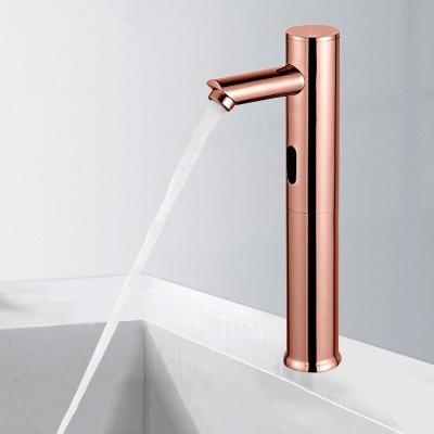 China OEM Induction Sensor Sink Bathroom Faucet Tap Automatic Single Cooling Rose Gold for sale