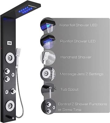 China 6 Funktion Zink Duschkopf-Panel Turmsystem LED Duschkopf-Kran Regenmassage-System zu verkaufen