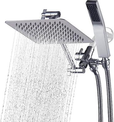 China Polished Chrome Square Handheld Zinc Shower Head Combo With Adjustable Extension Arm for sale