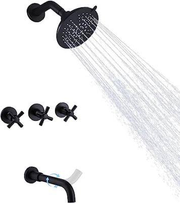 China Matte Black Rotatable Zinc Shower Head Spout Tub And Shower Trim Kit With Valve for sale