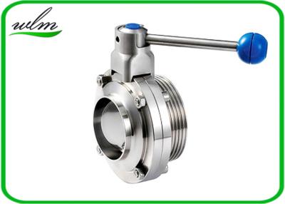 China 4 Gear Pull Handle Sanitary Butterfly Valve With Thread And Weld Connection for sale