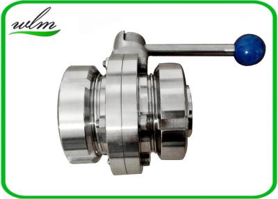 China Sanitary Hygienic Pull Rod Manual Butterfly Valves With Union Connection Ends for sale
