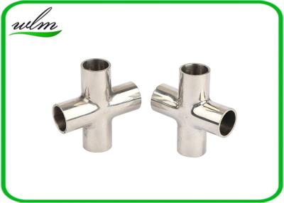 China Mirror Polishing Sanitary Pipe Fittings Cross Pipe Fittings For Pharmaceutical Engineering for sale