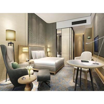 Chine OEM d'ODM en bois de lit de chambre à coucher d'hôtel de tapisserie d'ameublement de meubles d'hôtel de luxe d'étoile à vendre
