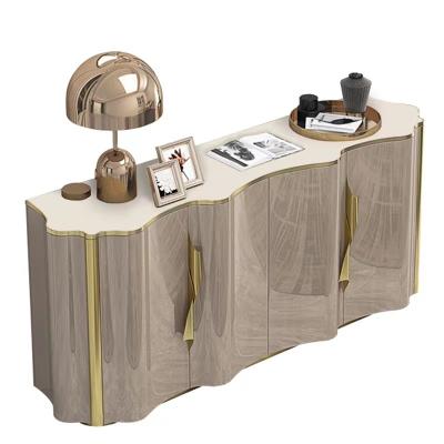 China Electroplated Luxury Sideboard Cabinets Stainless Steel Hotel Solid Wood Sideboard for sale