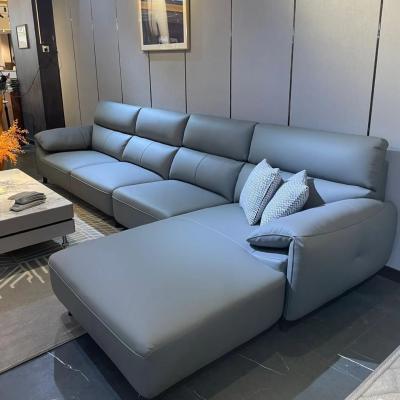 China Bend Sponge Custom Sofa Bed Blue Leather 3.25m For Hotel Home for sale