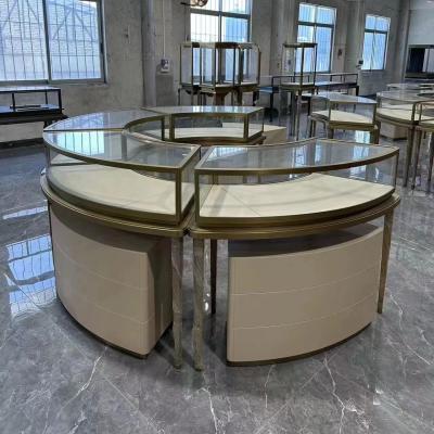 China Custom Modern Jewelry Display Showcase Round Counter Top Cabinet for sale