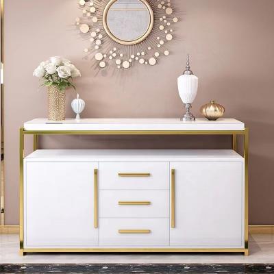 China Modern Marble Sideboard Cabinet Stainless Steel Paint Customization for sale