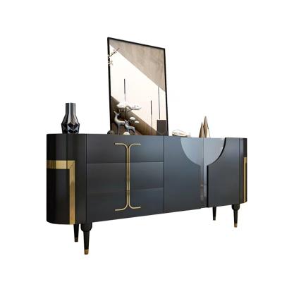 China Noble Black Luxury Sideboard Cabinets Titanium Enamel Stainless Steel Four Feet Custom for sale