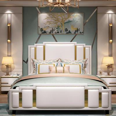 China Upholstered Hotel Bedroom Furniture Hydraulic Lift Up Storage Leather Bed for sale