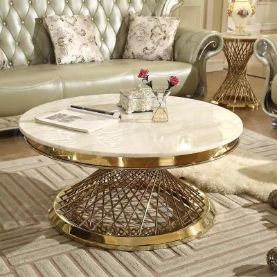 China 304 Stainless Steel Hotel Coffee Table Modern Luxury Round Coffee Table for sale