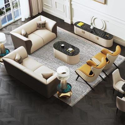 Chine Sofa Set Couch Living Room en cuir moderne de luxe Sofa Hotel Villa à vendre