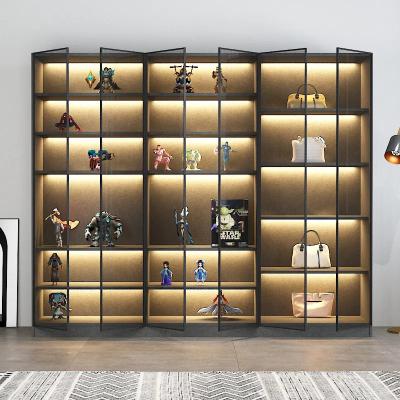 China Modern Light Living Room Furniture Wine Cabinet Display Stainless Steel for sale