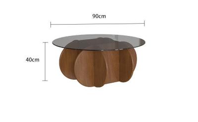 China Simple Light Luxury Solid Wood Acrylic Coffee Table Living Room Round Tea Table for sale