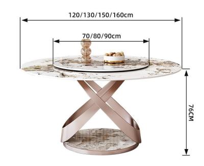 China Light Luxury Modern Marble Round Table With Turntable Household Dining Table for sale