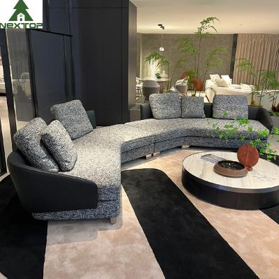 China Luxury Hotel Lobby Reception Modular Sofa Set High End Villa Fabric Grey Linen Sofa for sale