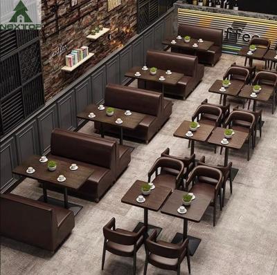 China Vintage Restaurant Leather Booth Sofa Chair Table Set For Coffee Shop Cafe Bar Hotel for sale