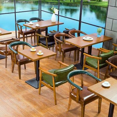 China Custom Dining Furniture Green Wood Chair Cafe Loft Table Hotel Restaurant Banquet for sale