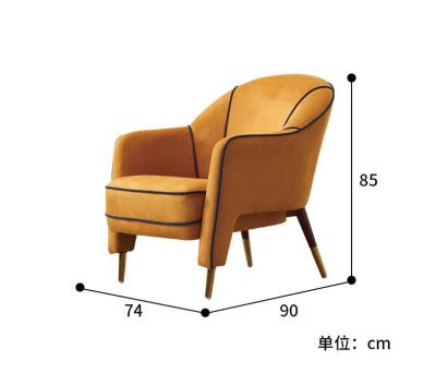 China European Hotel Lobby Furniture Retro Single Armchair Metal Frosted Velvet Lazy Sofa Chair for sale