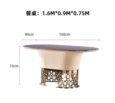 China Modern Light Hotel Restaurant Furniture Simple Oval Marble Dining Table en venta