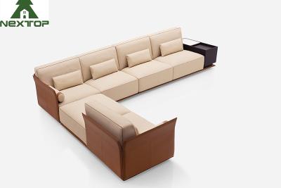 China Modern Interior L Shape Sofa Set Luxury Leather Hotel Lobby Office Area for sale