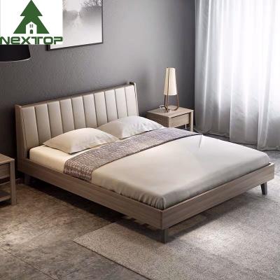 China Wooden Frame Leather Headboard Bed With Nightstands Home Hotel Room Furniture for sale